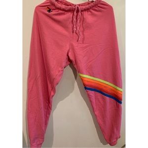 Aviator Nation | pink 5 stripe sweatpants
